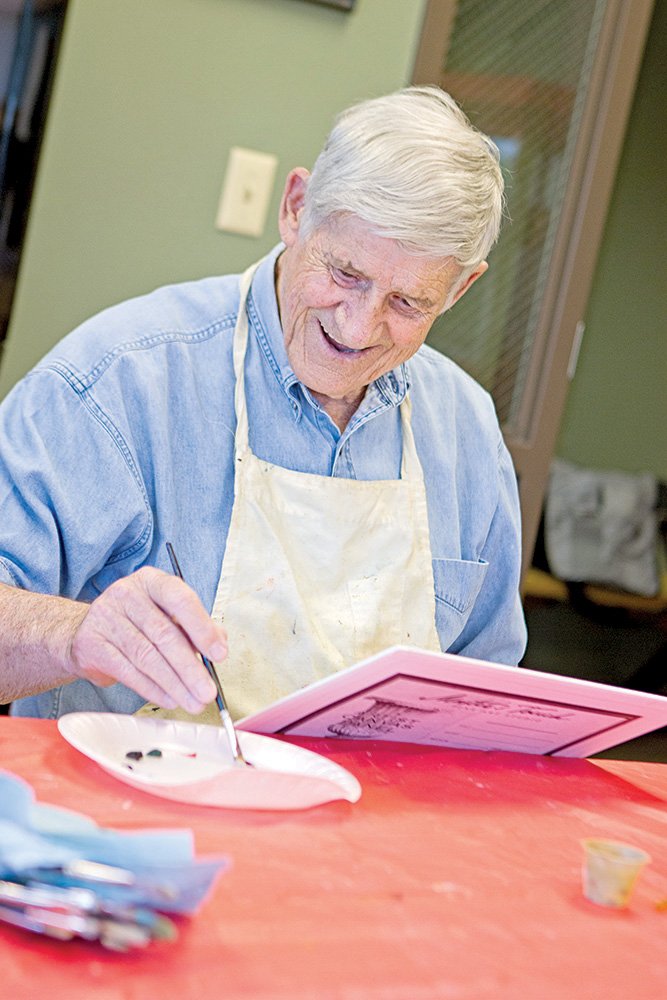 Wetzel LaGrone of Dover paints each Monday morning at the Pope County Senior Activity Center in Russellville. LaGrone, 79, was inducted in May into the Arkansas Senior Hall of Fame, which honors people 65 and older who have “performed outstanding volunteer contributions or services” that have promoted or enriched the quality of life for senior Arkansans, according to the nomination form. The Hall of Fame was created in 1991 by the 78th General Assembly.
