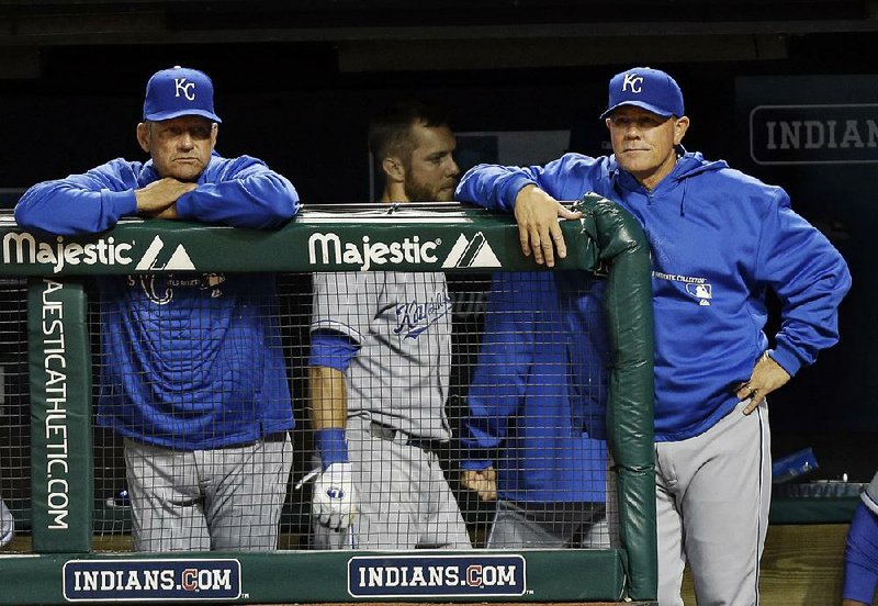 Kansas City hitting coach George Brett (left) is hoping his skills and experience can carry over for the Royals. “When it carries over to a game, we’ll be OK,” Brett said. 