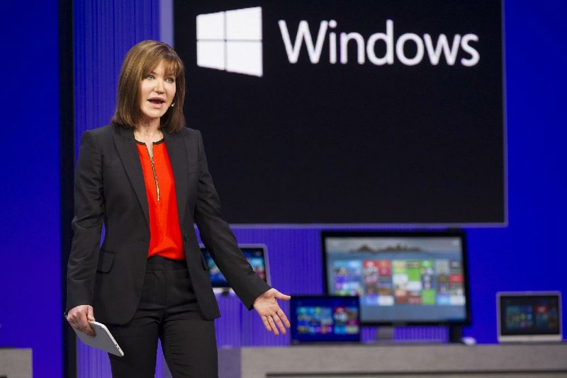 Julie Larson Green, the head of Microsoft’s Windows division, speaks Wednesday during the introduction of an updated version of Windows 8 at a conference in San Francisco. 