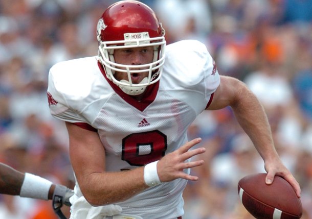 Former Arkansas quarterback Matt Jones accounted for 116 of the Razorbacks' 157 yards in overtime in the seven-overtime 2001 victory over Ole Miss.