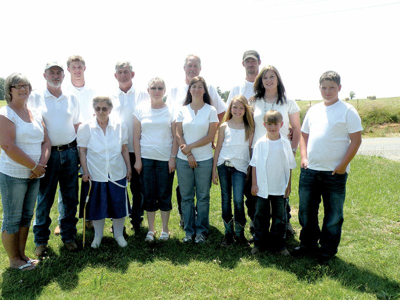 The Aday family of Chimes is the 2013 Van Buren County Farm Family of the Year. Family members include, front row, from left, Tamie Aday, Allen Aday, Opal Aday, Peggy Aday, Kristy Eastridge, Lyndsey Aday, Kristina Aday, Zack Aday and Tyler Aday, and back row, from left, Justin Aday, Guinn Aday, Doug Eastridge and Brent Aday.