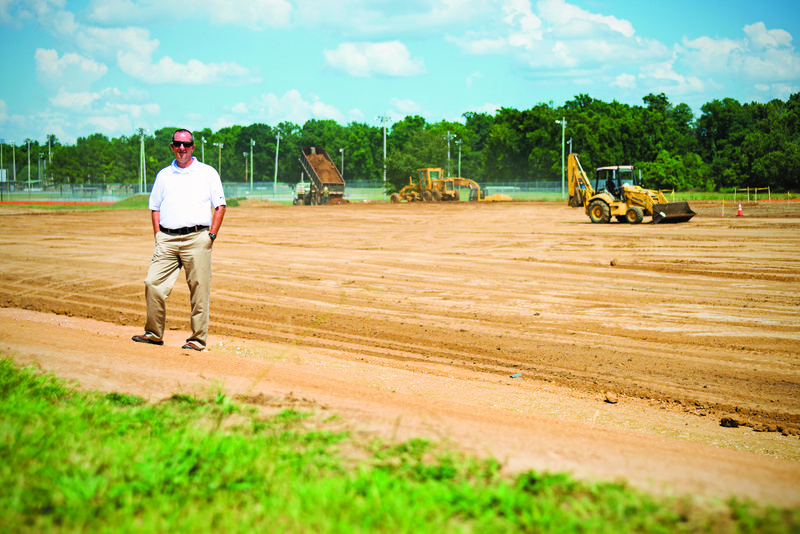 Jeff Owens, director of the Batesville Parks and Recreation department , stands at the site for construction of new baseball fields that will replicate famous Major League Baseball ball fields. Roughly 50,000 cubic yards of dirt have been moved to level out the area.