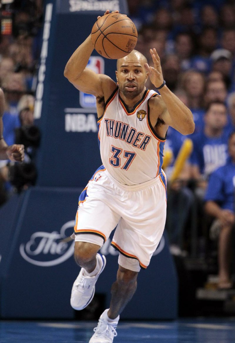 Guard Derek Fisher (Little Rock Parkview, UALR) re-signed with the Oklahoma City Thunder on Wednesday. Fisher, who won five NBA championships with the Los Angeles Lakers, has spent parts of the past two seasons with the Thunder, averaging 4.5 points in 44 regular-season games. 