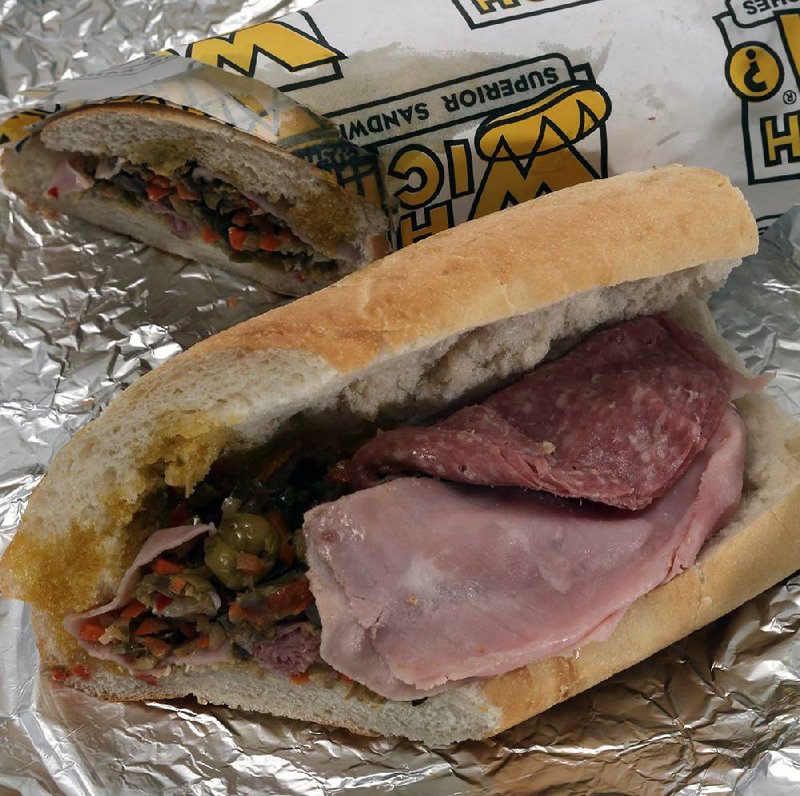 The muffuletta at Which Wich Superior Sandwiches in North Little Rock is made with salami, ham and a flavorful olive salad.You can also add cheese and other toppings. 
