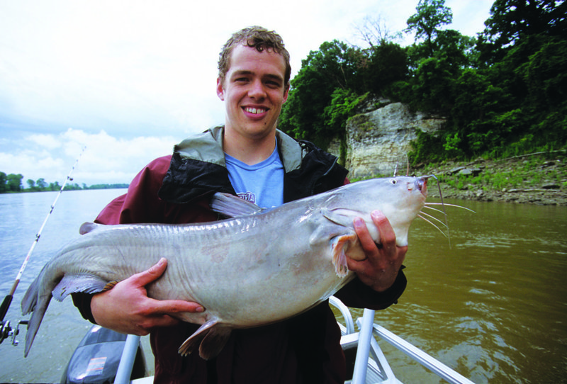 Fishing the Arkansas River in Little Rock and North Little Rock often produces great catches of catfish like this nice blue cat caught by Matt Sutton of Alexander.