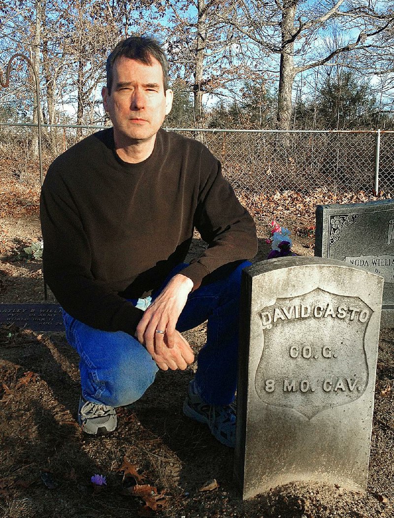 David Casto visits his great-grandfather’s grave in Union Hill Cemetery at Tilly in Pope County. His ancestor’s Civil War experiences led Casto to write Arkansas Late in the Civil War. Wondering what happened during his great-grandfather’s year as a Union cavalryman, Casto says, “I began to study the Union and Confederate strategy.” 
