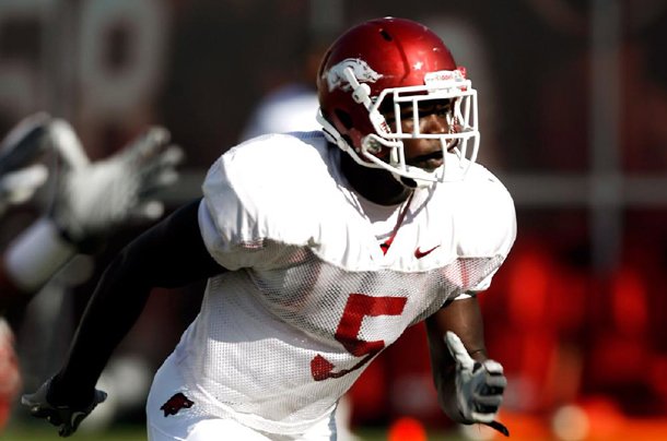 Arkansas freshman linebacker Otha Peters; photographed during practice on Thursday, Aug. 16, 2012, inside Donald W. Reynolds Razorback Stadium in Fayetteville