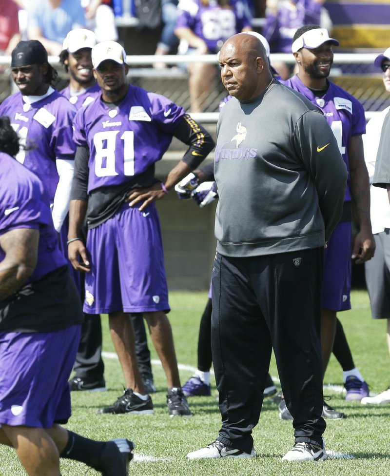 Minnesota Vikings wide receivers coach George Stewart is working with a group that is without Percy Harvin, who was traded to the Seattle Seahawks in the offseason. Stewart is a Little Rock native and played at Arkansas. 