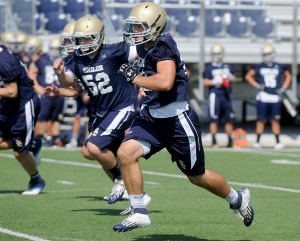 Shiloh Christian's Nick Gookin Wednesday, Aug. 14, 2013 at practice at Champions Stadium in Springdale.