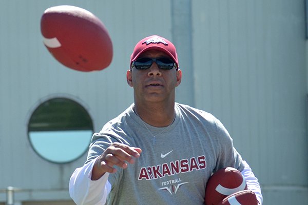 Michael Smith is in his first season as Arkansas' wide receivers coach. 