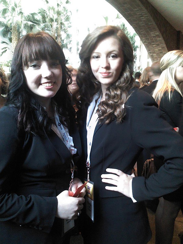 Holli McDonald and Marlie Ball are pictured together at the summer HOSA conference.
