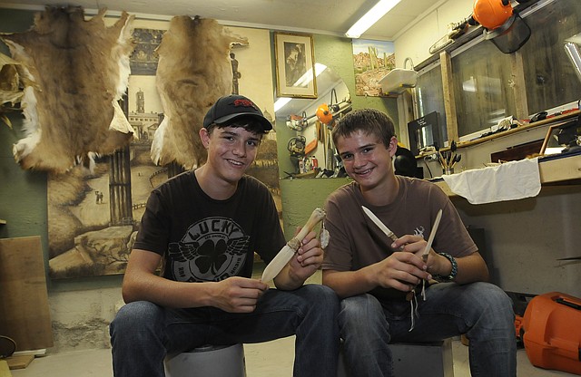 othing goes to waste when brothers Levi Brown, 16, left, and Clayton Brown, 14, of Pea Ridge get a deer on family hunting trips. The two makes knives from the bones and tan the deer's hide. They also help process the venison.