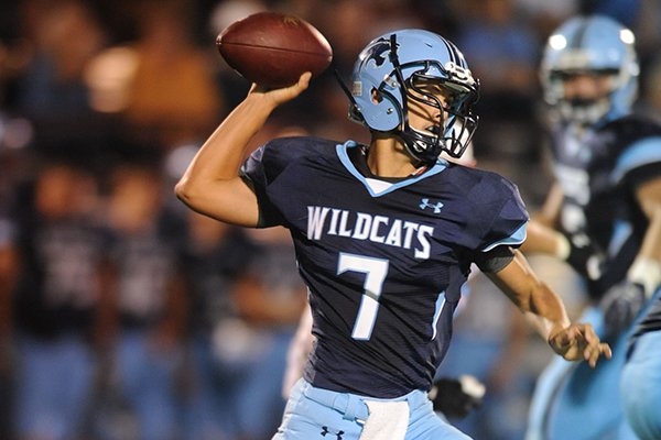 Springdale Har-Ber quarterback Kyle Pianalto attempts a pass in the second quarter of the Wildcats' 42-35 win over Webb City, Mo. on Friday, Sept. 6, 2013 at Jarrell Williams Bulldog Stadium in Springdale. 