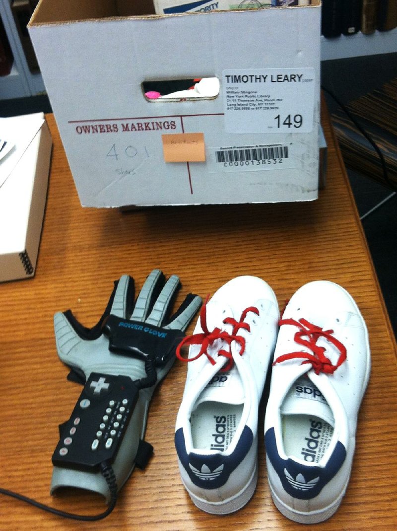 Among the trove of a psychedelic warrior’s relics is Timothy Leary’s Nintendo power glove and his sneakers. 