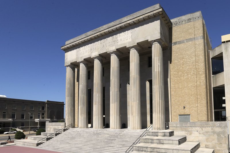 Robinson Center Music Hall sits in downtown Little Rock on Tuesday. The 1939 building is set for a $68 million renovation if backers can get voters to approve use of proceeds from a tourism tax to fund the project. 