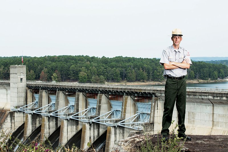 Joe Harper, chief park ranger of the Greers Ferry Project Office, stands on the lookout where John F. Kennedy gave his dedication speech 50 years ago.  The 50th-anniversary commemoration of the dedication will take place at the same location.
