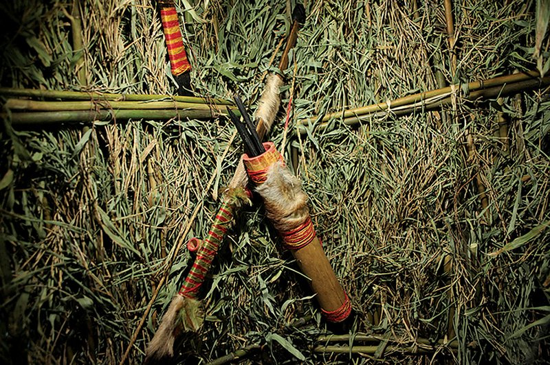A Native American bow and quiver is shown on display during the Birth of the Ozarks exhibit in August 2012. The Calico Rock Museum Foundation was recently given $500 from Harps Food Stores. The money will be used to help pay off the museum’s debts so that more exhibits such as this one can be added.