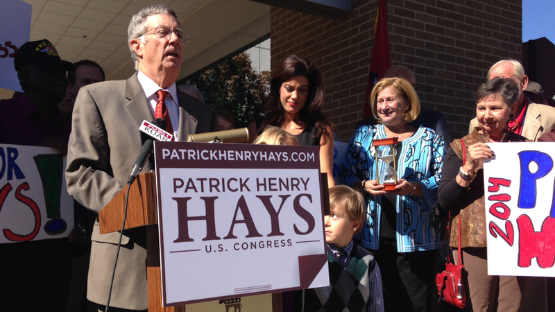 Former North Little Rock Mayor Patrick Henry Hays announces Tuesday, Oct. 22, 2013, his candidacy for the 2nd Congressional District seat at a Tuesday afternoon news conference. 
