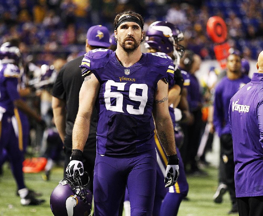 Minnesota Vikings defensive end Jared Allen (69) on the sideline