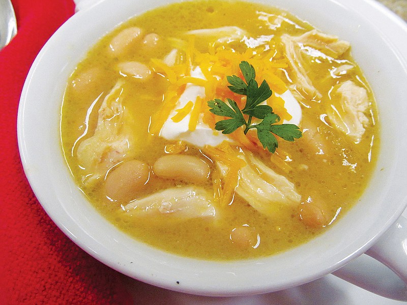 Tender chunks of chicken and cannellini beans in a savory and slightly creamy broth spiced with cumin and garlic make this White Chicken Chili a great alternative to the traditional “bowl of red.” For extra interest, top with sour cream, cheese, cilantro, avocados or tortilla chips.