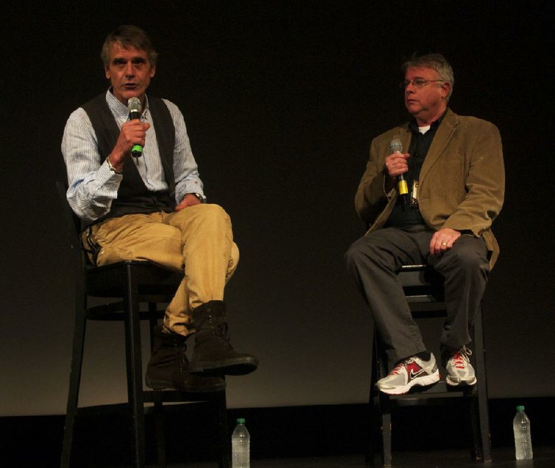 Jeremy Irons and Chris Auer, the chairman of the Savannah College of Art and Design’s television and film department, discuss Irons’ career at the recent Savannah International Film Festival. 