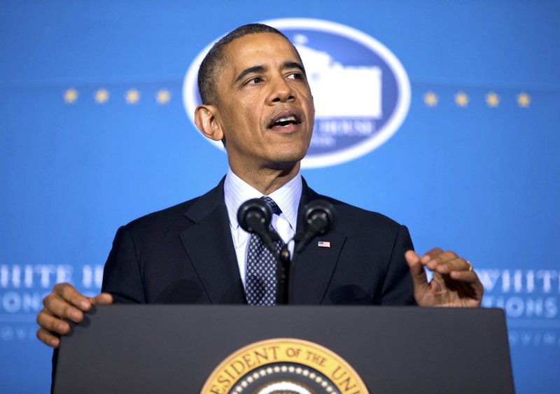 President Barack Obama speaks at the 2013 Tribal Nations Conference on Wednesday, Nov. 13, 2013, at the Interior Department in Washington.