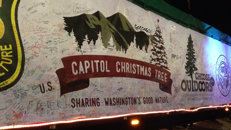 The Capitol Christmas tree made its lone stop in Arkansas on Tuesday evening at the Base Pro Shops in Little Rock on it's "Whistle Stop Tour." The tree is making the trek from Washington state to Washington D.C., where it will be displayed throughout the Christmas season on the lawn of Capitol Hill. 