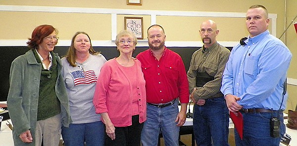 Photo by Larry Burge 
Sulphur Springs City Council members are Nancy Reich (left), Susan Buckner, Martha Kreder, Mayor Greg Barber, Shane Weber and Bill Middleton.
