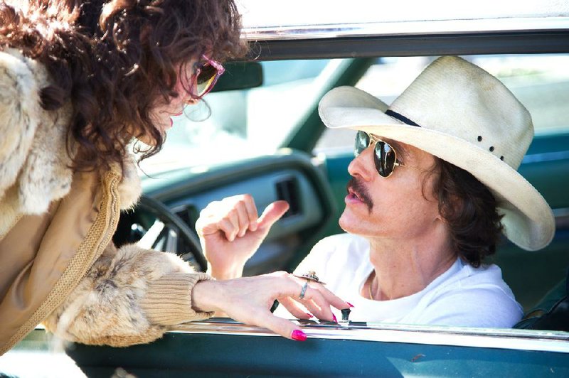 Drag queen Rayon (Jared Leto) and homophobic bull rider Ron Woodroof (Matthew McConaughey) take on a common cause in Dallas Buyers Club. 