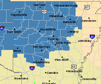 The counties in blue are set to go under a winter storm watch.