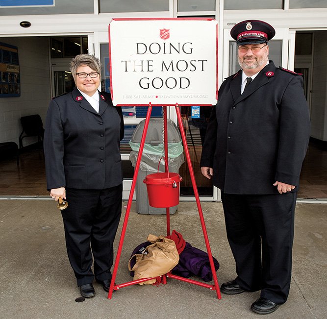 Capts. Joanna and David Robinson, corps officers with The Salvation Army in Conway, said the kettle campaign is the organization’s most important fundraiser. Donations to the kettles fund social services for people in need in Faulkner, Perry, Cleburne and Van Buren counties. More volunteer bell ringers are needed to help defray the costs of the project, David Robinson said.