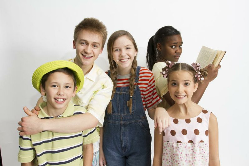 From left: Danny Phillips (Stevie), Riley Costello (Dunlap Dewberry), Julia Nightingale Landfair (Opal), Imari Hardon (Amanda) and Sydni Whitfield (Sweetie Pie) star in the Arkansas Repertory Theatre’s production of Because of Winn Dixie. 