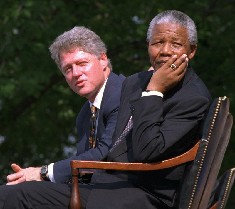 Former South Africa President Nelson Mandela joined former President Bill Clinton in Philadelphia on July 4, 1993, for a ceremony during which Clinton presented Mandela with the Philadelphia Liberty Medal. 