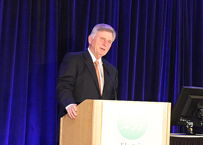 Gov. Mike Beebe speaks Monday at the Arkansas Electric Cooperatives Directors' Winter Conference in Little Rock.