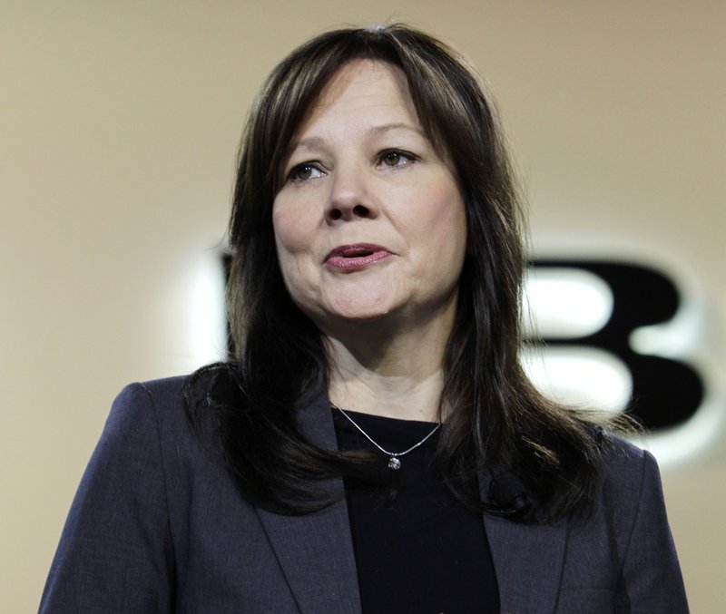 In this Jan. 10, 2012, file photo, Mary Barra, General Motors Senior Vice President, Global Product Development, speaks at the debut of the 2013 Buick Encore at the North American International Auto Show in Detroit. 