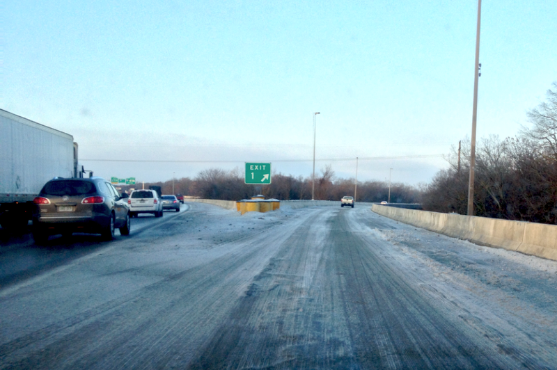 Drivers negotiate westbound I-440 lanes Tuesday morning, Dec. 10, 2013.