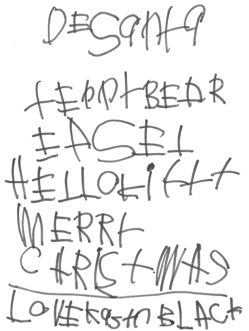 Submitted Letter Dear Santa, Teddy Bear, Easel, Hello Kitty. Merry Christmas, Love, Kasyn (4).