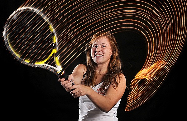 STAFF PHOTO ILLUSTRATION BEN GOFF 
Alye Darter, Rogers Heritage girls singles tennis player, was named the NWA Media Girls Tennis Singles Player of the Year. Darter, a sophomore, repeated as the Class 7A state champion.
