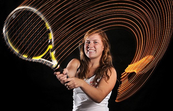 STAFF PHOTO ILLUSTRATION BEN GOFF 
Alye Darter, Rogers Heritage girls singles tennis player, was named the NWA Media Girls Tennis Singles Player of the Year. Darter, a sophomore, repeated as the Class 7A state champion.

