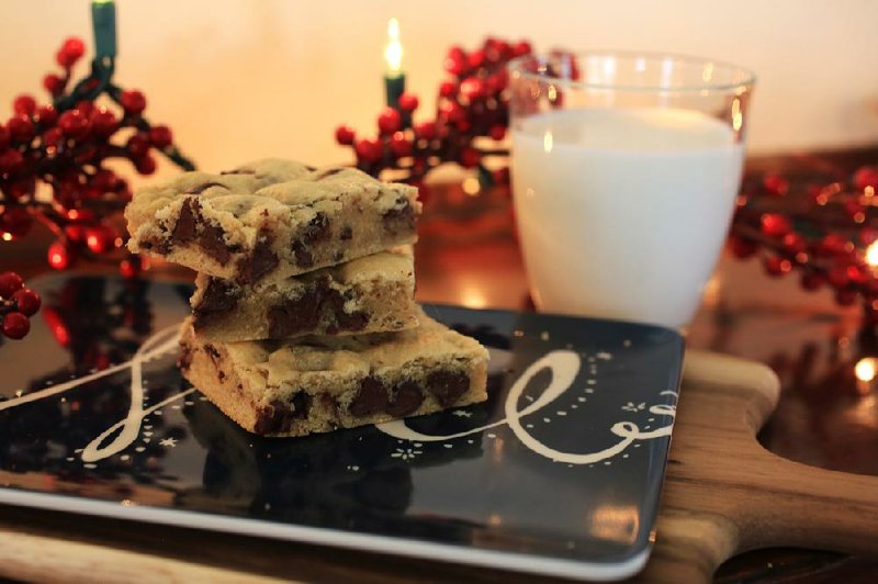 Bourbon Chocolate Chip Bar Cookies are a twist on the traditional snack to leave for Santa on Christmas Eve. 