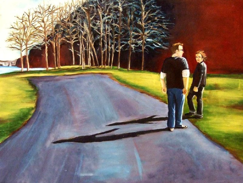 Shannon Knowles titled her oil on canvas Maumelle Park. Are the two men depicted at the end of the road? What’s next? 