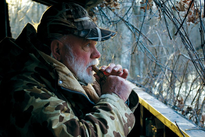 A call turns the ducks and coaxes them into shooting range in front of the blind.