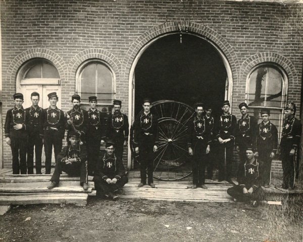 Rogers Hose Company No. 1 as they appeared in 1889. This is earliest known photo of the city's firefighters. The department was formed in 1888.