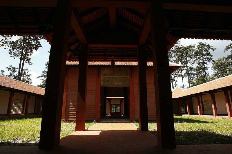 This photo taken on Nov. 12, 2013, shows the empty interior of the new Preah Vihear Museum, in Preah Vihear province near Cambodia-Thailand border, about 245 kilometers (152 miles) north of Phnom Penh, Cambodia. Although the new museum's largest building is empty, Cambodian officials hope that one day it will be the place where nine ancient statues are reunited from around the world. (AP Photo/Heng Sinith)