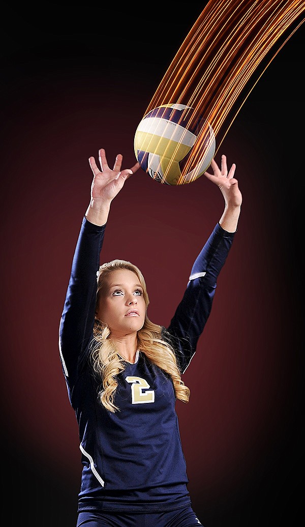 STAFF PHOTO ILLUSTRATION BEN GOFF 
Lauren Brown, Shiloh Christian senior setter, was named the NWA Media Player of the Year for schools in Class 5A and below. Brown, who won the award last season, led the Lady Saints to the 5A-West Conference title this season.