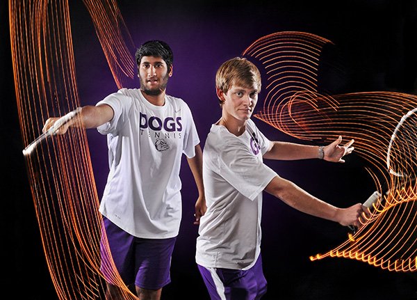STAFF PHOTO ILLUSTRATION BEN GOFF 
Sameer Kamath, left, and Craig Smardo of Fayetteville are the boys doubles team of the year.
