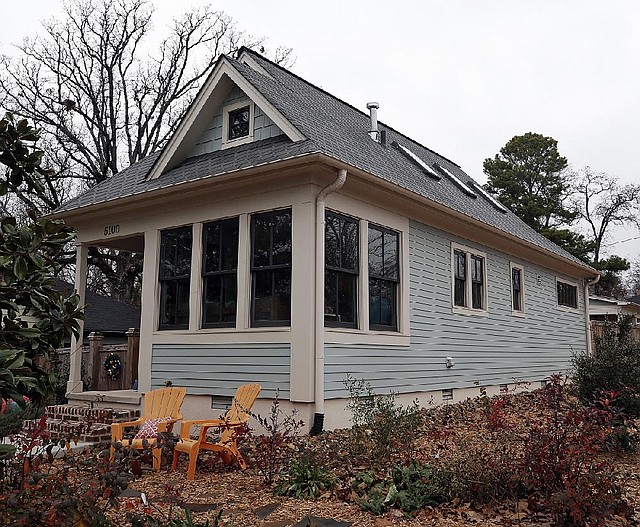 Arkansas Democrat-Gazette/JOHN SYKES JR. - Lyndsey Lewis Pardue built this mini-sized house and now lives there with her husband Tom. 110513