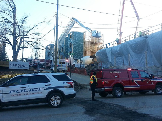 The scene of a reported construction accident at Duncan Street and Center Avenue.