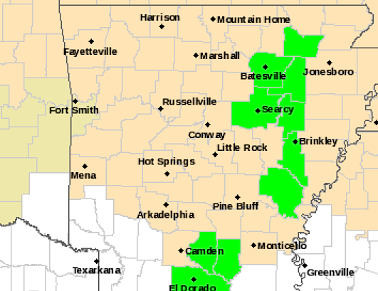 Map Of North Central Arkansas North, Central Arkansas To See Light Snow, Freezing Temperatures