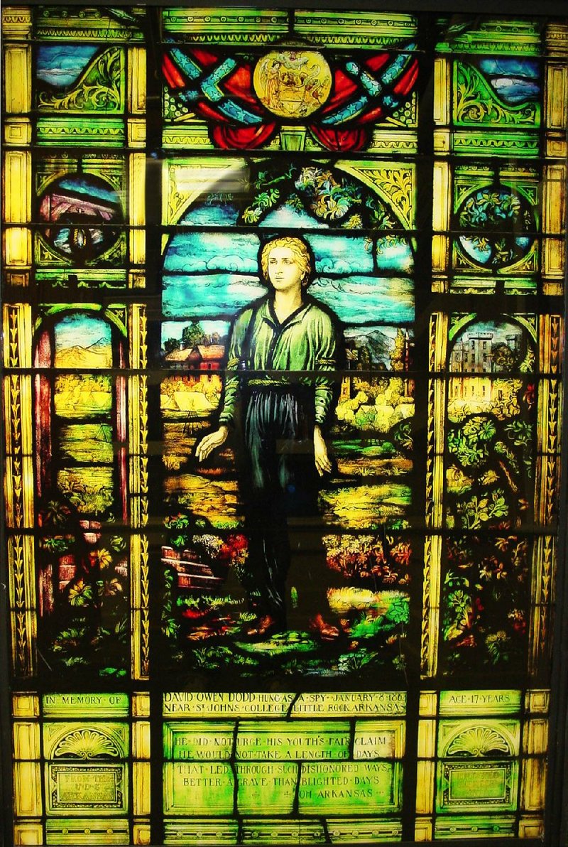 David O. Dodd is depicted in stained glass at the MacArthur Museum of Arkansas Military History.                            